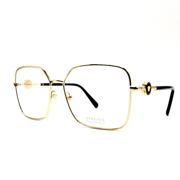 NEW VERSACE VE2227 10021W GOLD BLACK CLEAR LENS AUTHENTIC SUNGLASSES - Picture 3 of 6